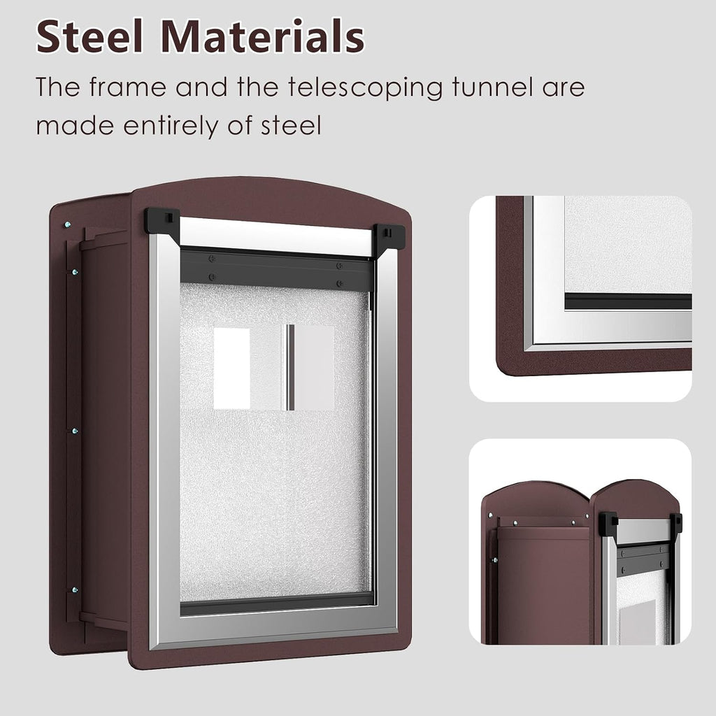Cat Door for Wall,Steel Frame,Interior and Exterior Wall,Small