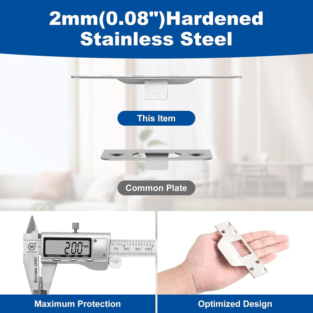U 9553 Door Reinforcement Plate Kit for 1-3/4" Doors, 2-3/8" Backset | Stainless Steel ,Includes Door Strike Plate