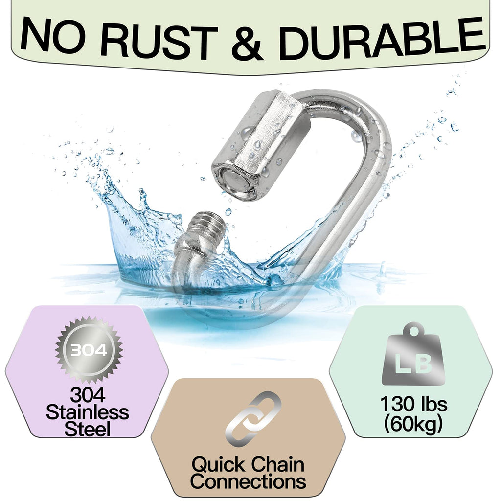 M3.5 Stainless Steel Quick Link Chain Connector - 170lb Capacity - 30pcs