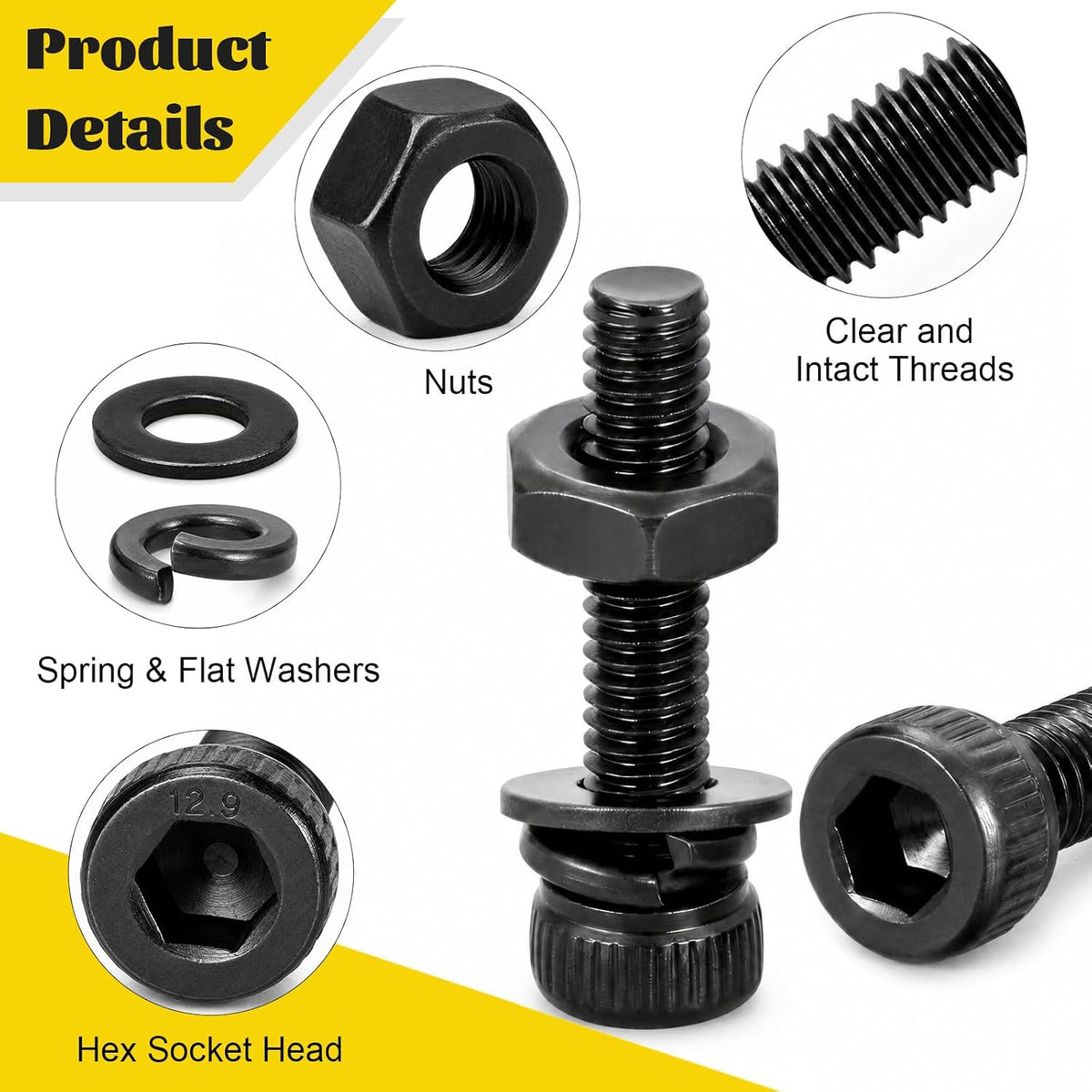 1120PCS M3 Socket Screws Assortment Kit,M3x6/8/10/12/16/20/25/30 mm