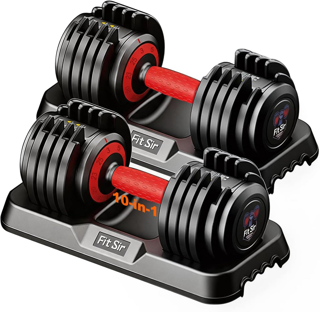Adjustable Dumbbell Set, 10-in-1 25LB/50LB/90LB Ajustable Dumbbells with Safe Locking System, Enclosed Storage Tray