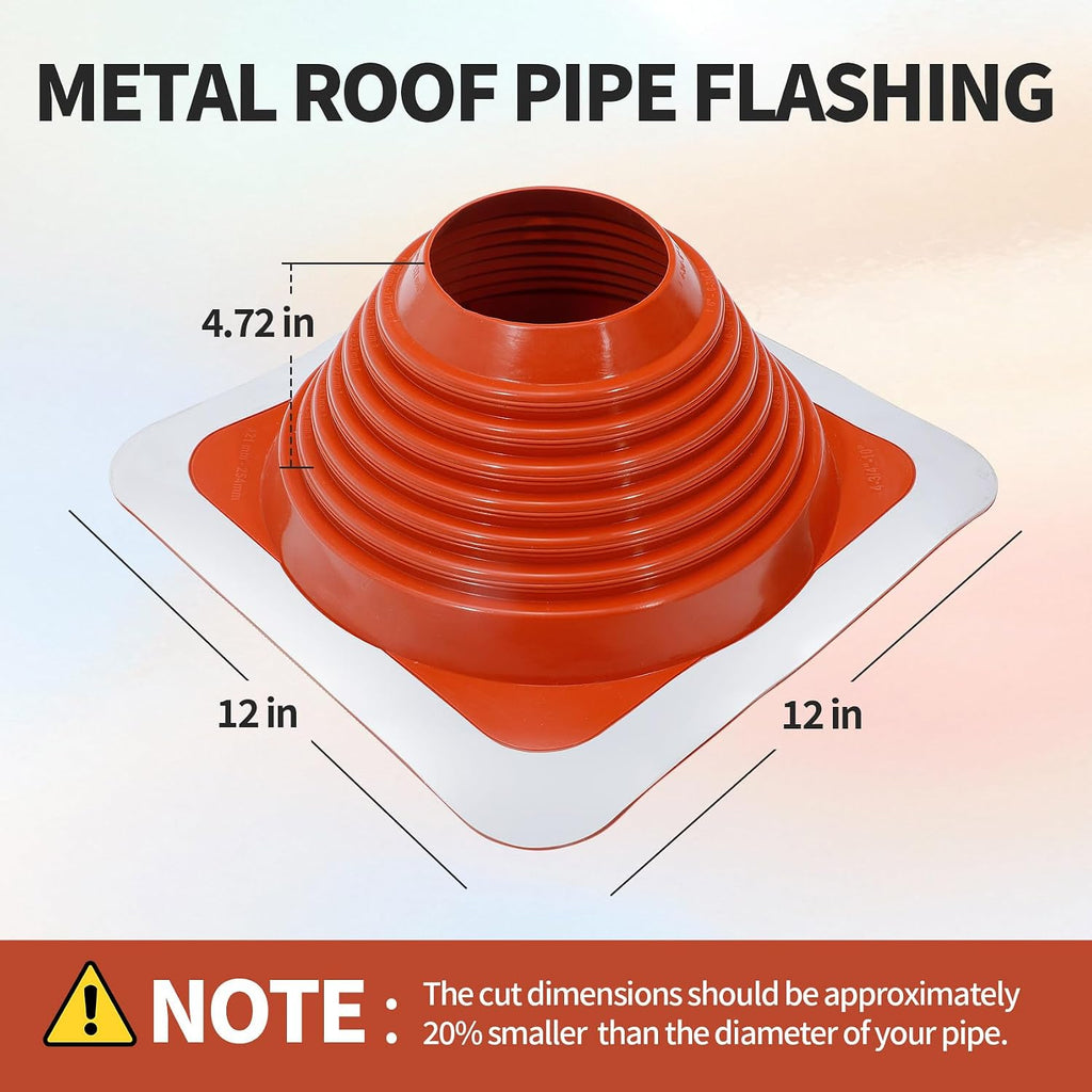 #6 Metal Roof Pipe Flashing Boot, Fits 5"-9" OD Pipes, High Temp Silicone Roof Vent Boot with Heavy-Duty Square