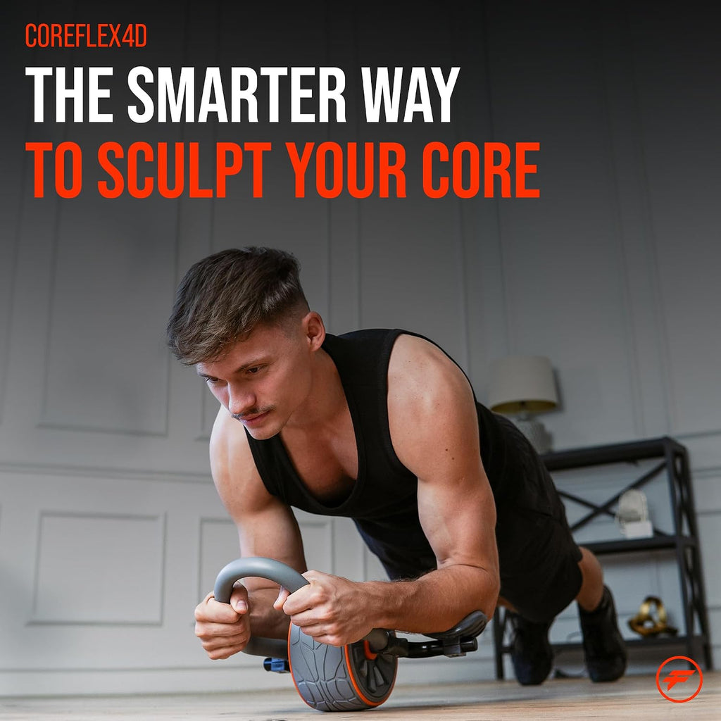 CoreFlex4D Ab Roller Wheel with Elbow Support, 4D Multi-Directional Core Trainer for Abs, Obliques & Stability, Heavy