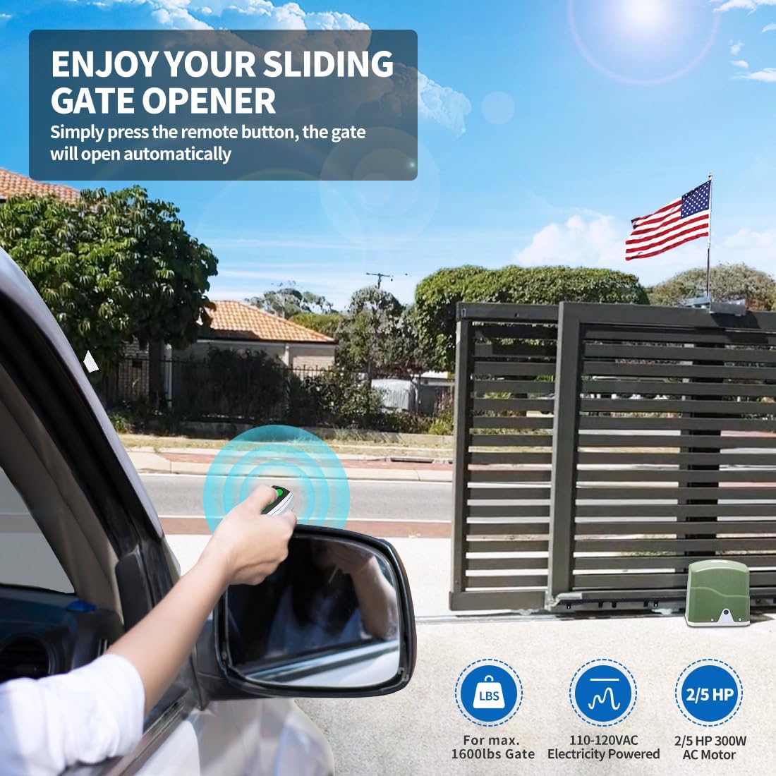 RK700T Automatic Sliding Gate Opener Rack Drive Electric Gate Motor for Heavy Driveway Slide Gates Up to 1600 Pounds