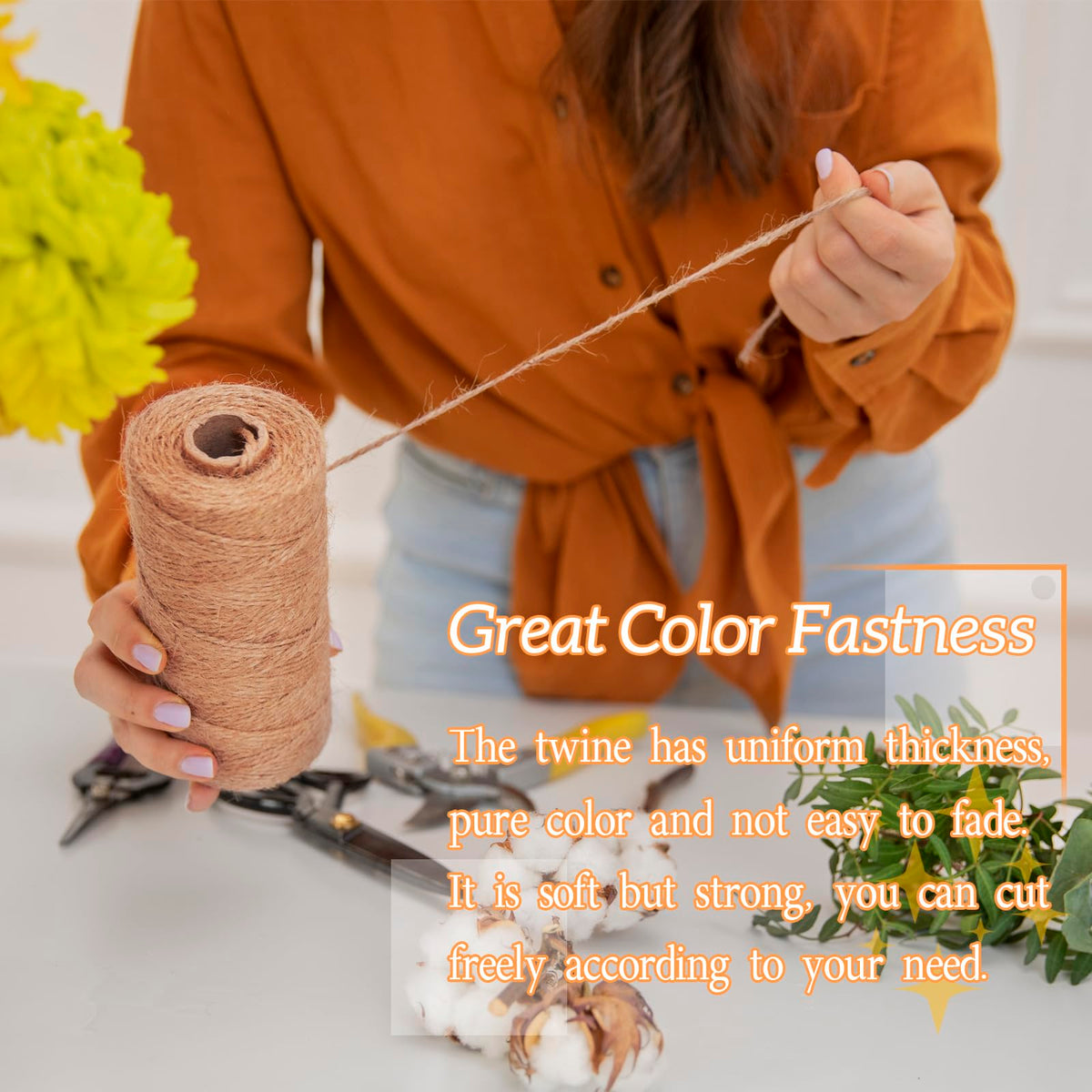 5mm Jute Twine String 66 Feet Natural Thick Garden Twine for Crafts, Outdoor, Gardening, Gift Wrapping, Plants