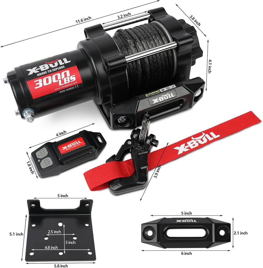 New 12V DC 3000LBS IP68 Waterproof Electric Winch for Towing ATV/UTV, Boat, Off Road, Wireless Remote and Corded