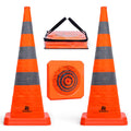 36 Inch Orange Collapsible Traffic Safety Cones with Bag, 2 Pack | Multi Purpose Pop-up, Reflective Collar, Road