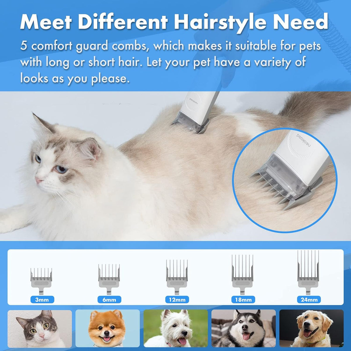 P2 Pro Dog Grooming Kit, Dog Clippers Vacuum Suction 99% Hair, Pet Grooming with 5 Proven Tools, 2L Large-Capacity