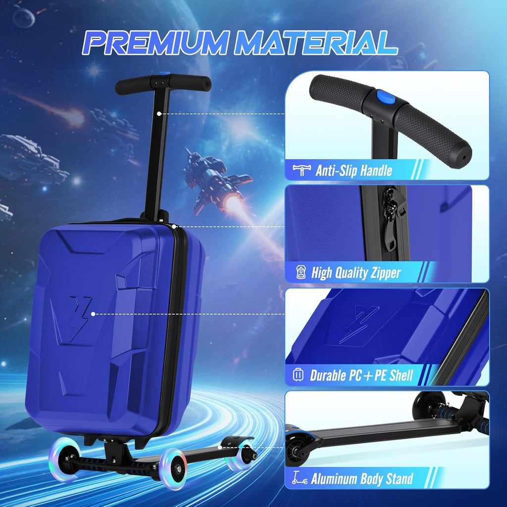 2-in-1 Folding Scooter Luggage for Kids & Adults, Ride-On Suitcase