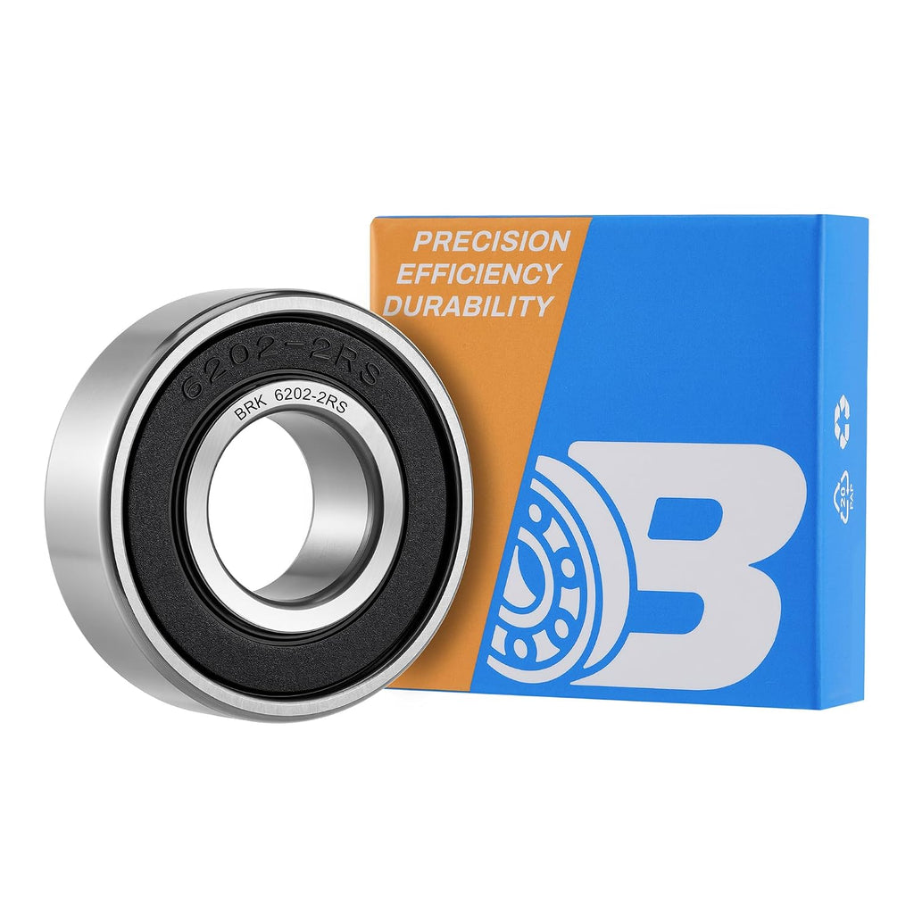 BRK (1 Pack) 6202-2RS Deep Groove Ball Bearing 15x35x11mm, Chrome Steel