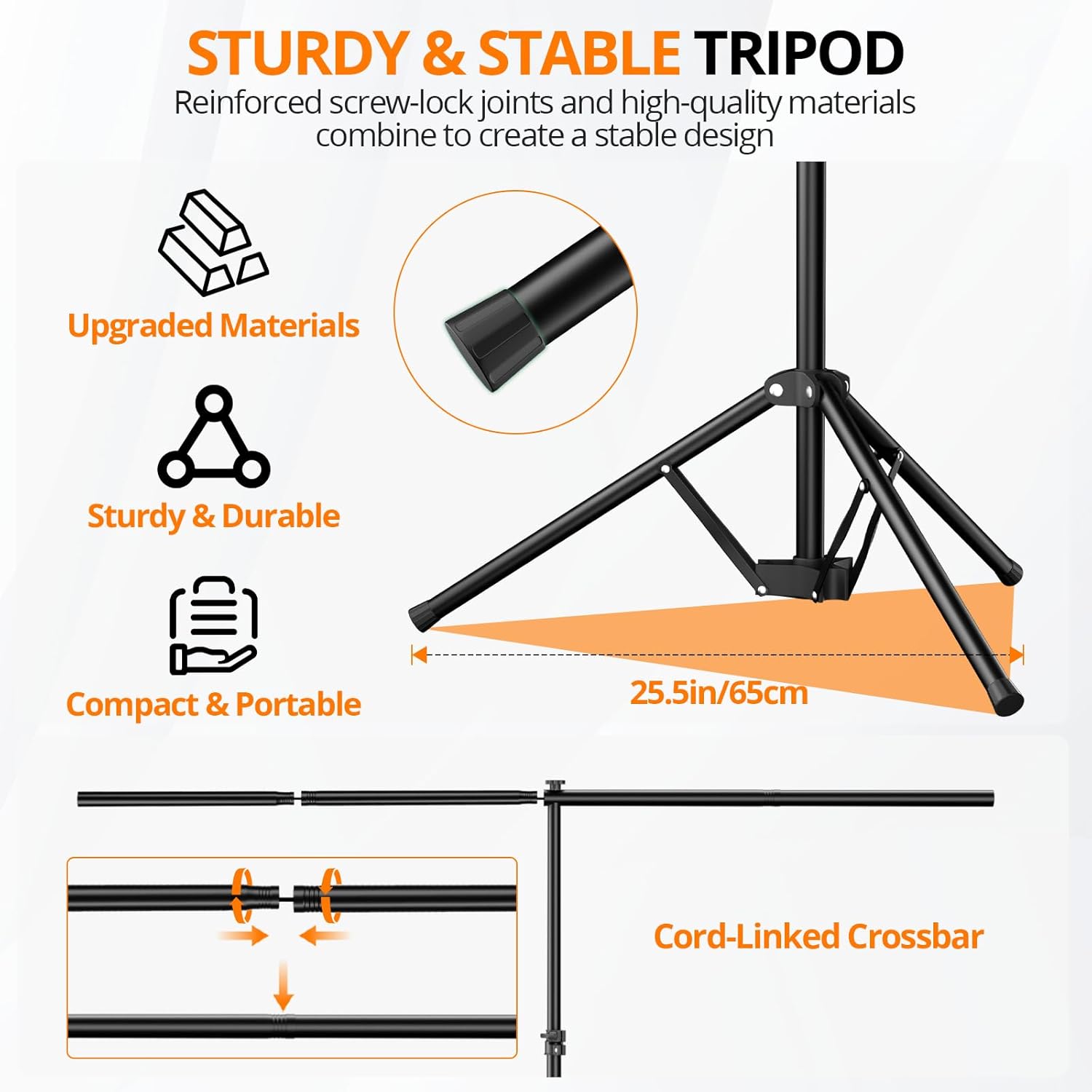Green Screen Backdrop Kit 5x7 ft with Foldable T-Shaped Stand | Portable Greenscreen Background with 5 Clamps