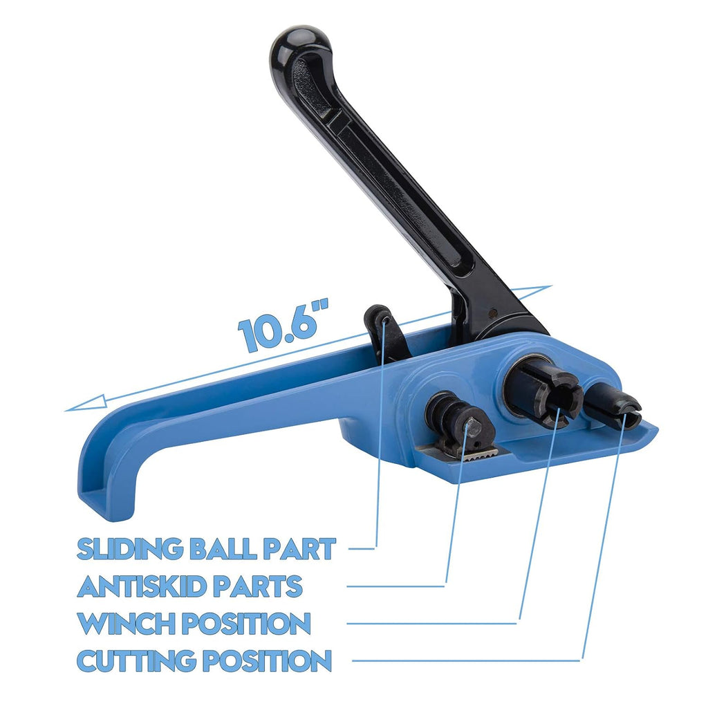 Heavy Duty Poly Strapping Tensioner Sealer and Cutter Manual Packing Tools Kit for 1/2"-3/4" Width Polyester