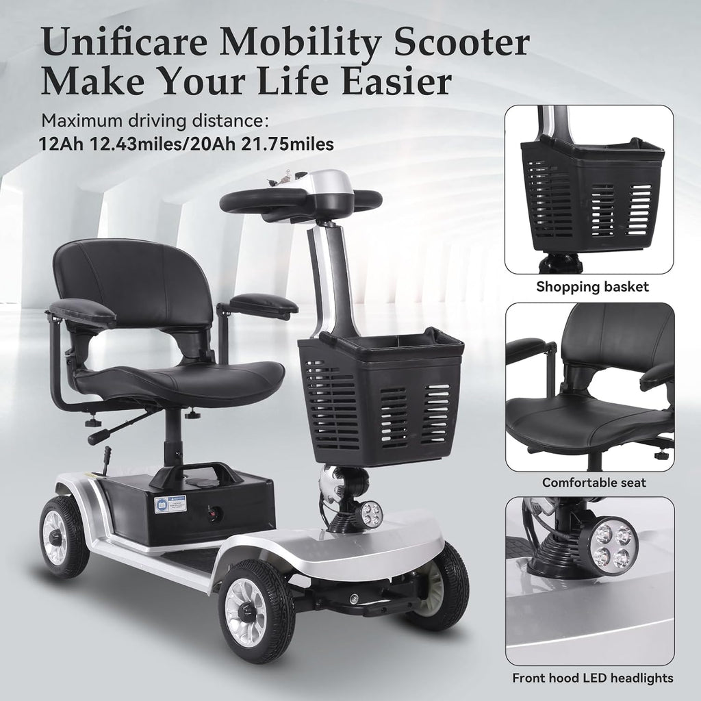 S-02 4 Wheel Electric Mobility Scooter Seniors Adult-419 LB Capacity