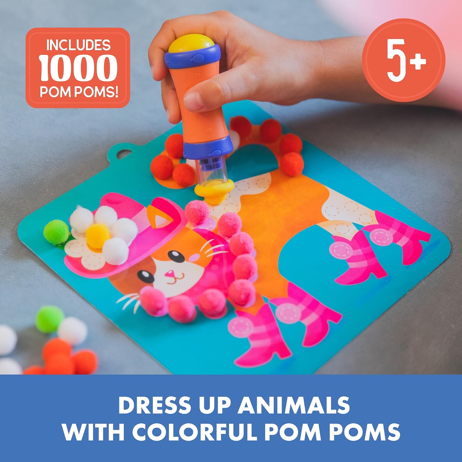 Pom Pom Kit: Animal Dress Up - Arts and Crafts for Kids 4-6, DIY Arts & Crafts Kits, Kids No Mess Activities