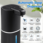 Automatic Soap Dispenser, Foaming Soap Dispenser Touchless with Continuous Dispensing, 4-Level Adjustable