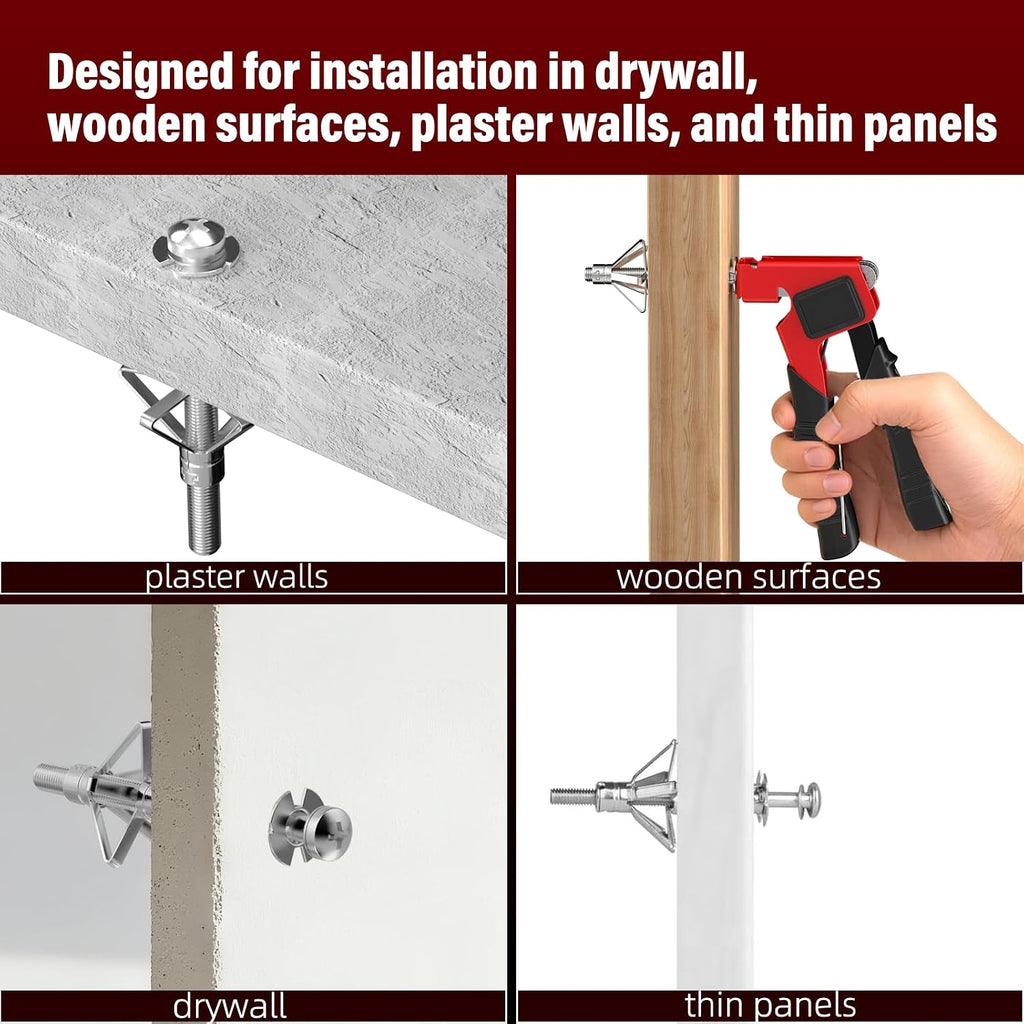 Heavy Duty Molly Bolts for Drywall (0.12"-1.28") - 34PCS in 3 Sizes Metal Hollow Wall Anchors & Screws Kit