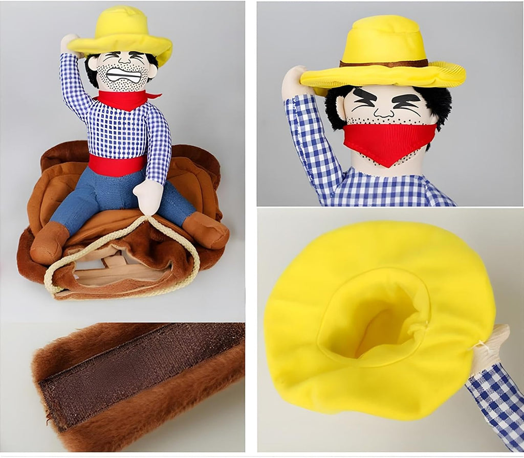 Cowboy Rider Dog Costume for Dogs Clothes Knight Style with Doll and Hat for Halloween Day Pet Costume (S)