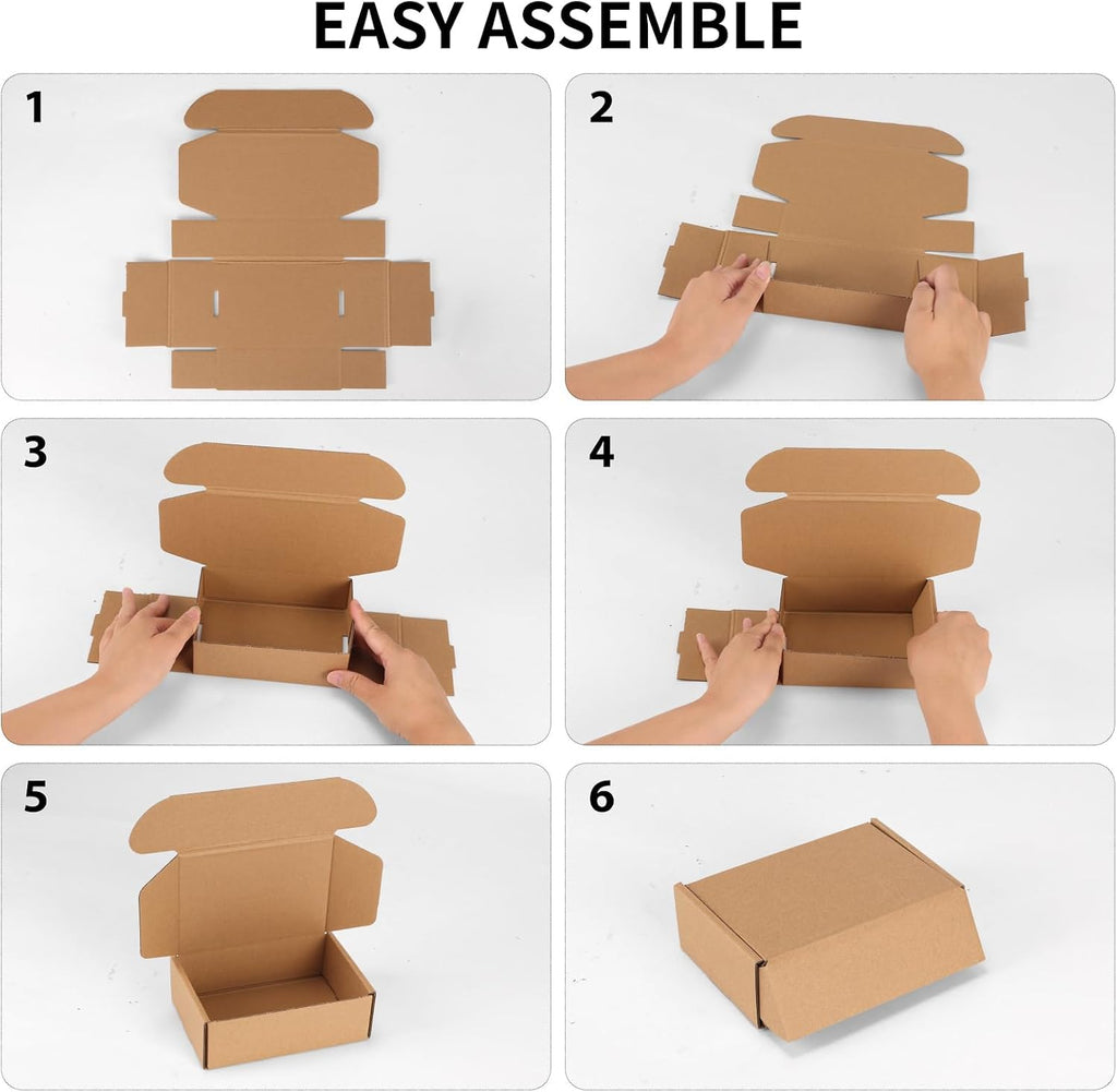 6x4x2 Small Shipping Boxes Set of 50, Brown Corrugated Cardboard Box for Packing, Mailing, Business