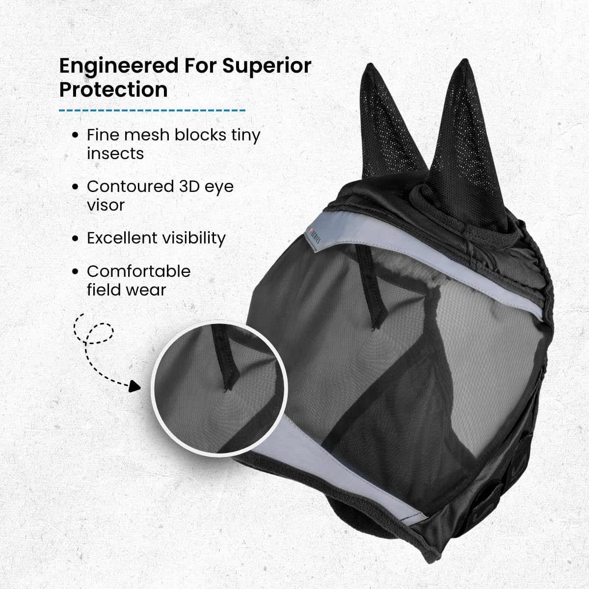 FlyGuard Pro Fine Mesh Fly Mask with UV Protection Jet/Full/Ears