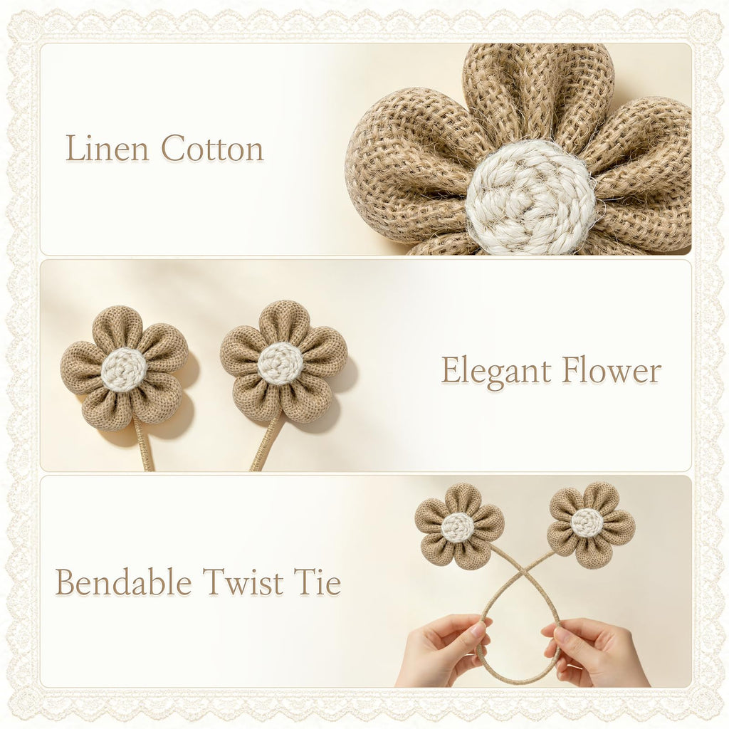 Curtain Tiebacks, Twisted Boho Curtain Holdbacks, Khaki, 2 Pcs