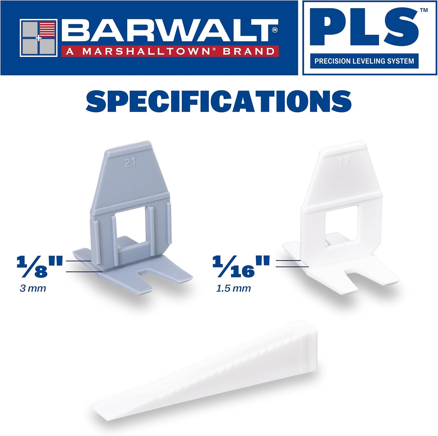 PLS 1/8 Inch Tile Leveling System | Spacer bases and clips deliver flawless no-lippage tile alignment, wedges sold