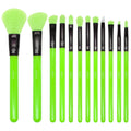 Neon Green Makeup Brush Set, 12pc Vegan Face and Eye Brush Kit