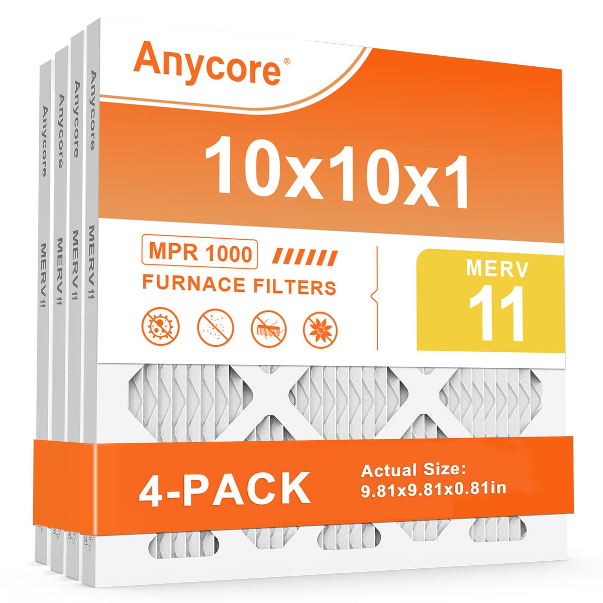 10x10x1 AC Air Filter 4 Pack MERV 11