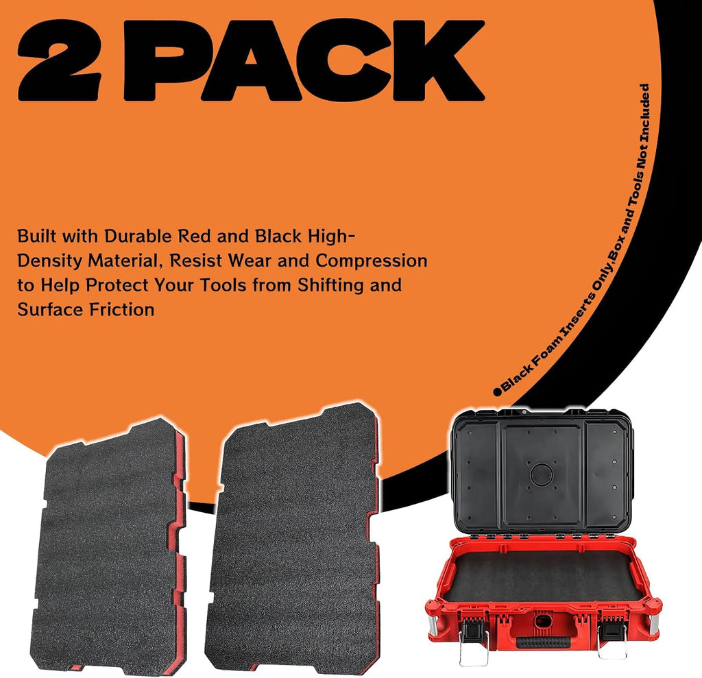 2-Pack Foam Inserts for Milwaukee Packout 48-22-8424, 48-22-8451 Polyethylene Tool Box Foam for Hard Case Storage