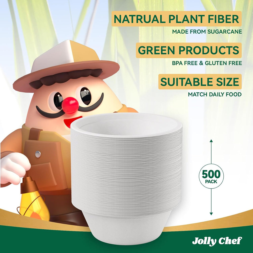 Compostable Disposable Paper Bowl 16 oz Heavy Duty Soup Containers 150 Pack