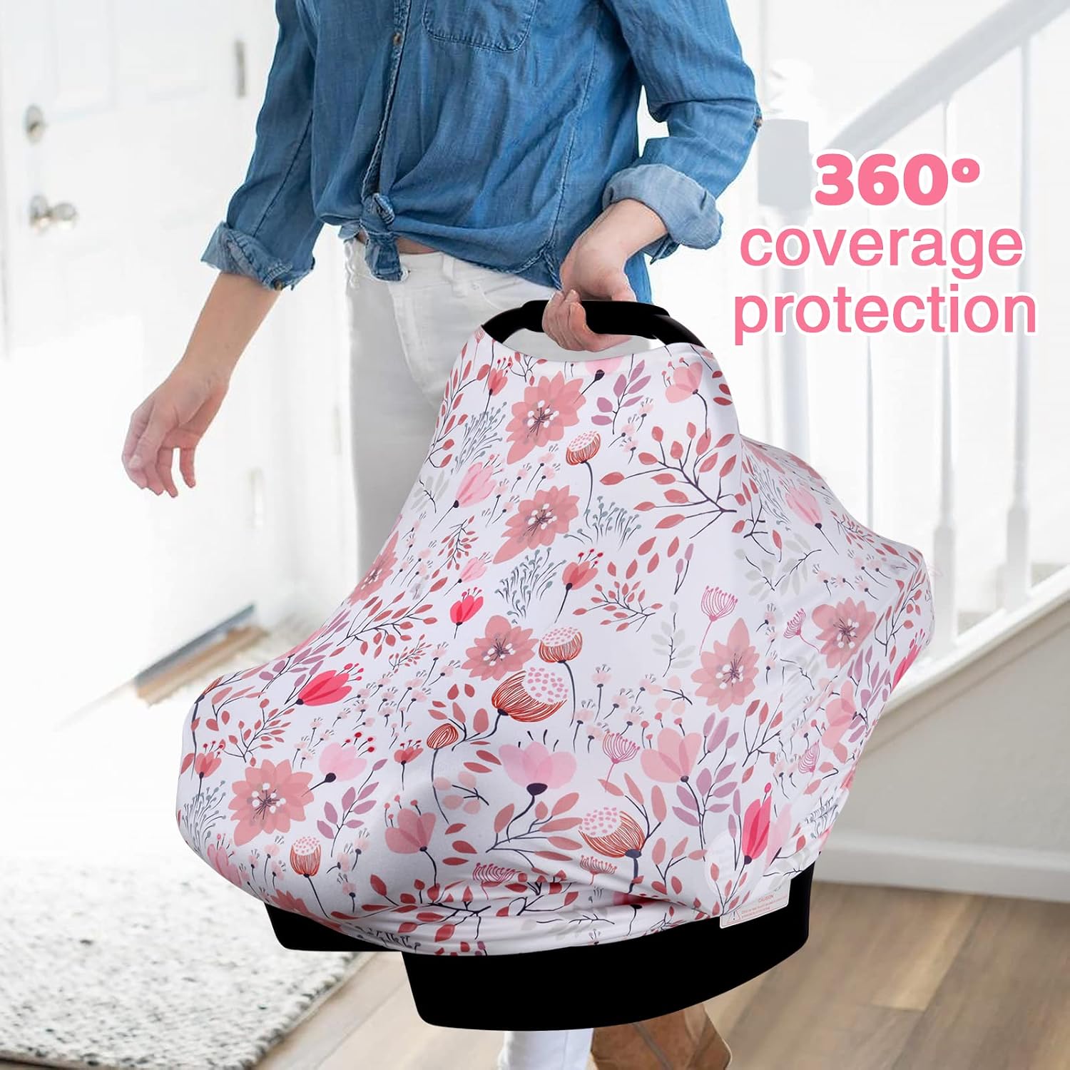 All-in-1 Car Seat Cover Baby, Carseat Covers for Girl Boy, Stretchy Soft Infant Car Seat Cover, Multi-use Baby