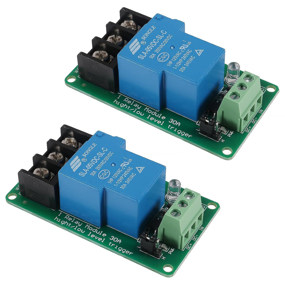 DIANN 2pcs 5V 30A 1-Channel Relay Module High Low Level Trigger with Optocoupler Isolation Load for PLC Automation Equipment Control Industrial Control
