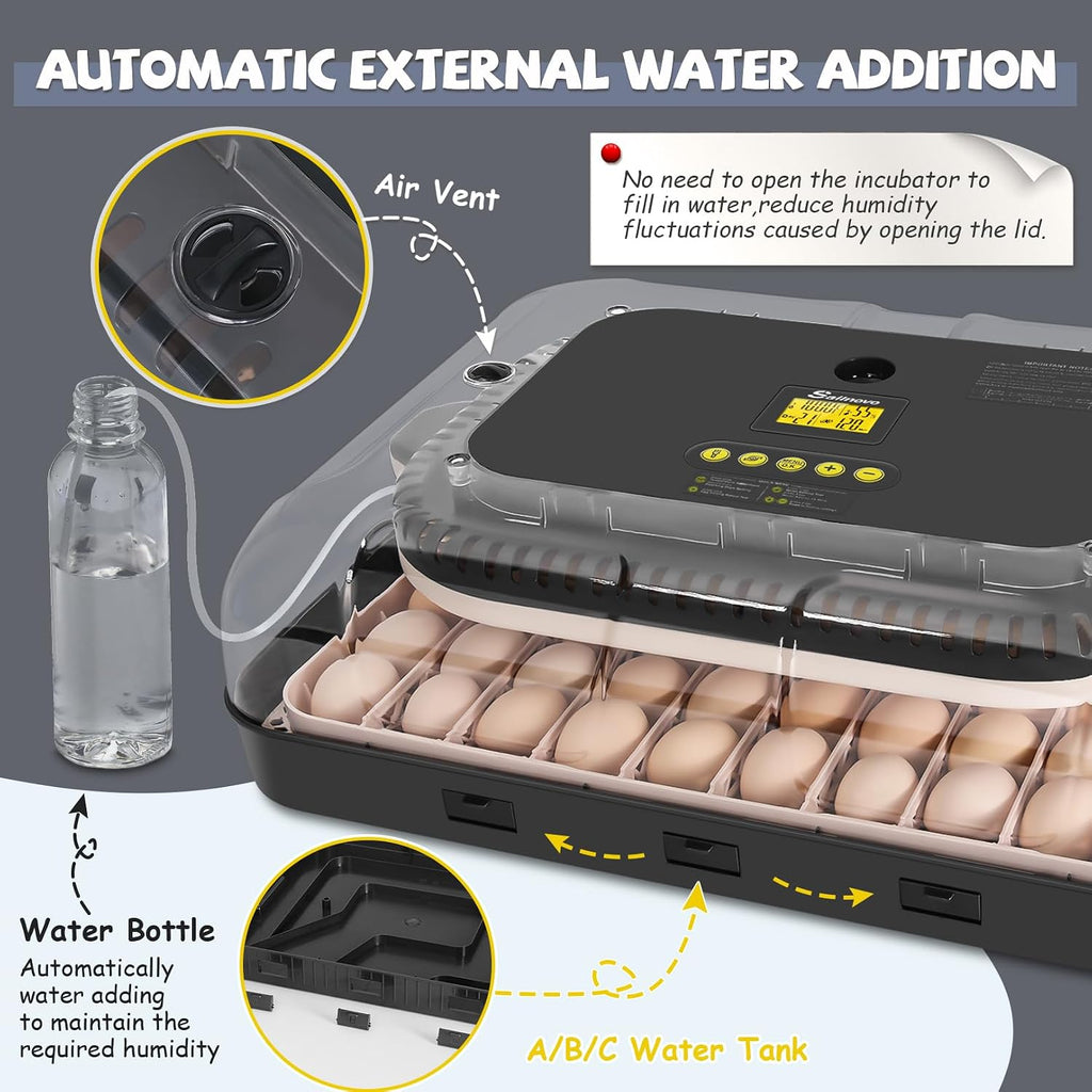 70 Egg Incubators, Auto Humidification & Temperature Control