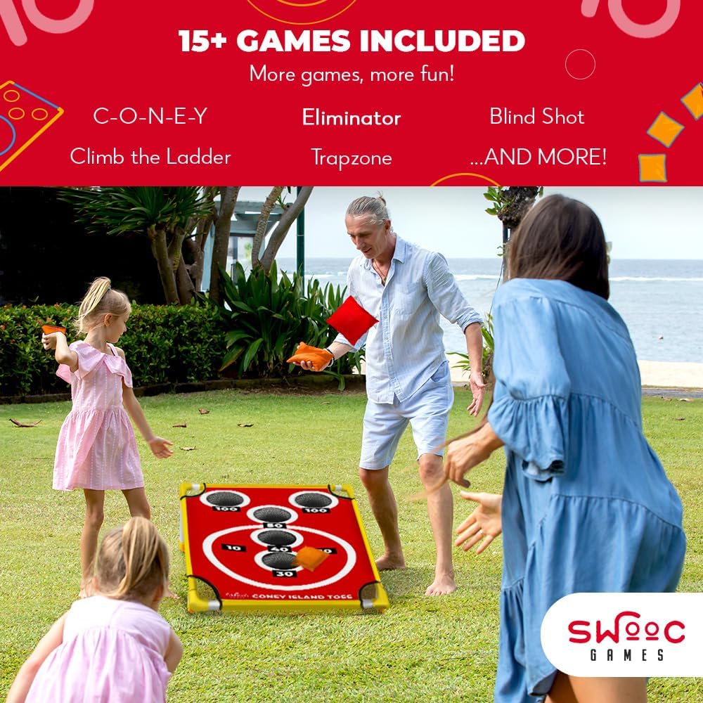 Games - Coney Island Toss - Arcade Style Cornhole Board Set w/Carrying Case & 15+ Games - Corn Hole Games for Adults