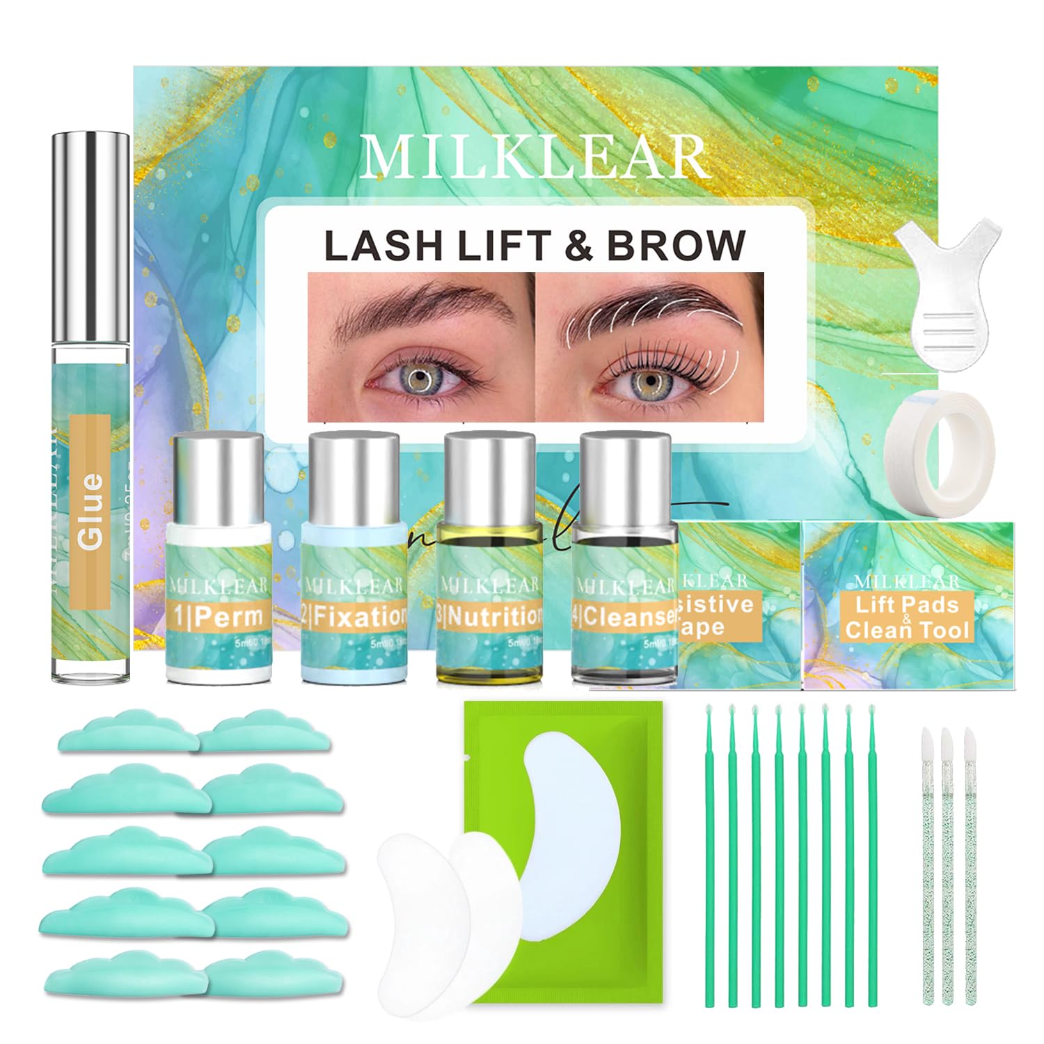 Lash Lift and Brow Lamination Kit, EyeBrow Gel Home DIY or Professional Use | Complete Lash Perm Kit Natural Curl