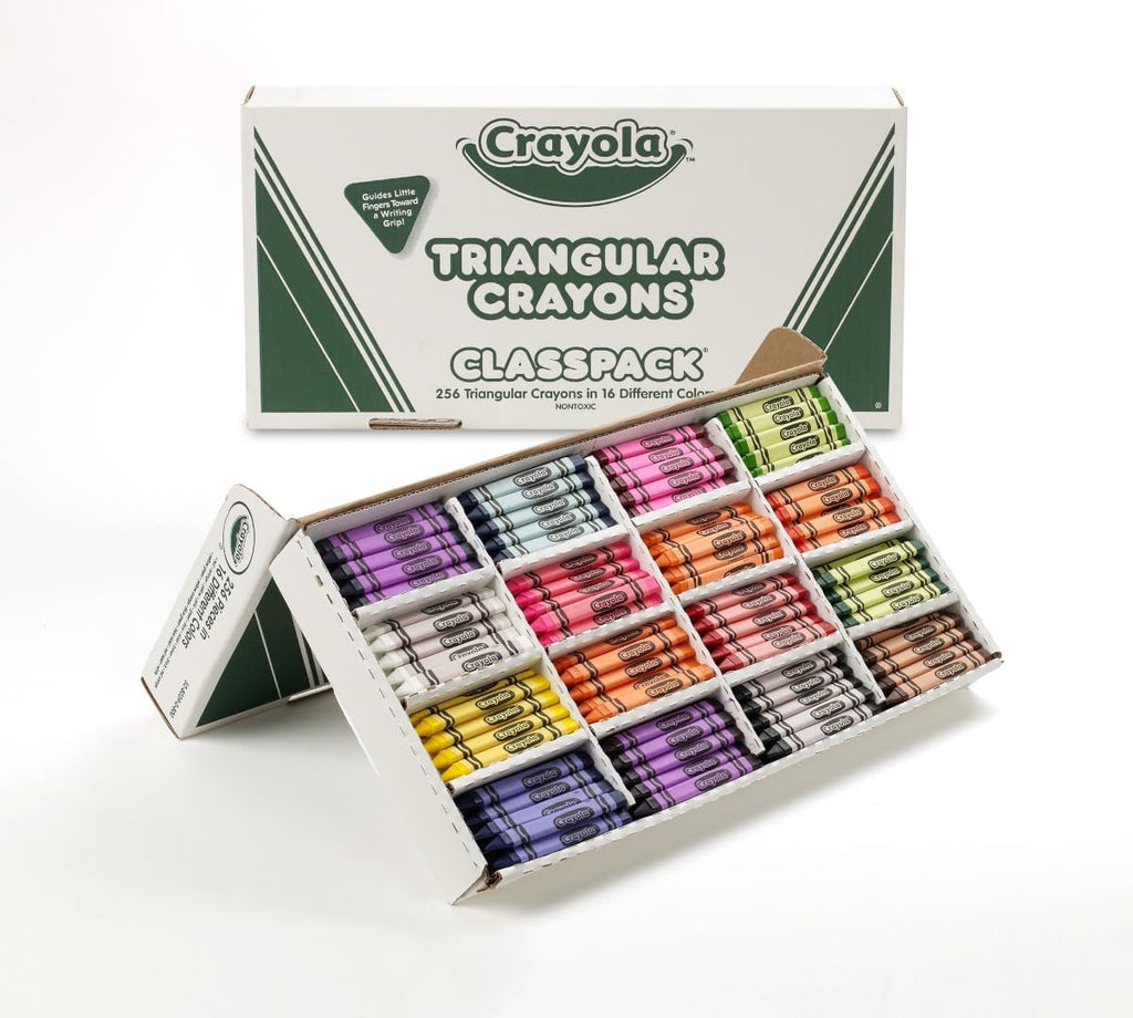 Triangular Crayon Classpack (256ct), 16 Colors, Bulk Toddler Crayons, Teacher Classroom Must Haves, School Supplies