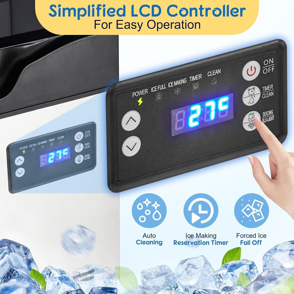 Commercial Ice Maker Machine, 110LBS/24H with 30 lbs Bin