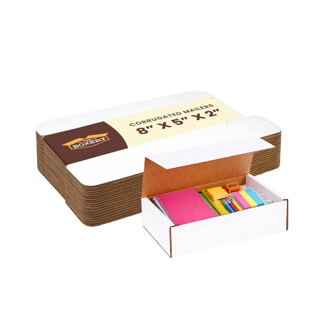 Corrugated Mailers White Tuck Shipping Boxes (8x5x2)