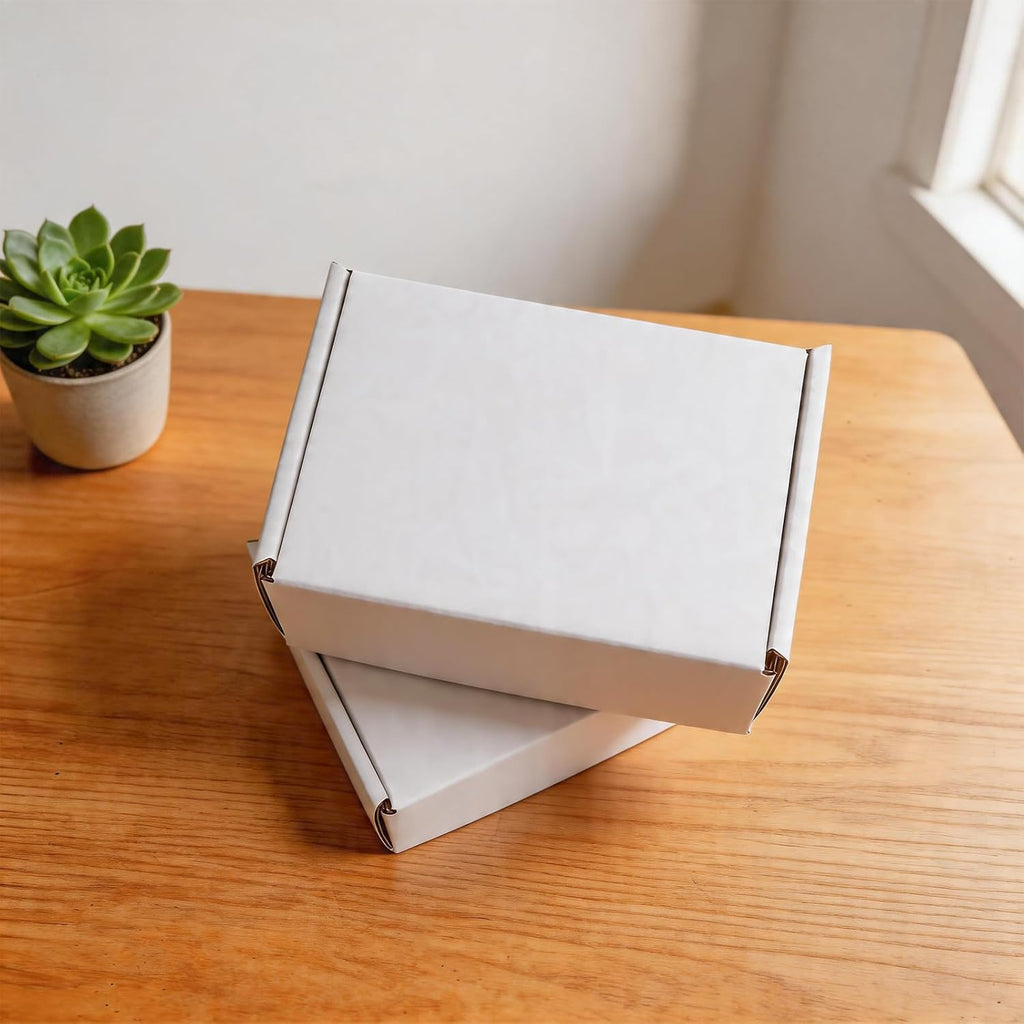 6" x 4" x 3" White Corrugated Cardboard Shipping Boxes Set of 25