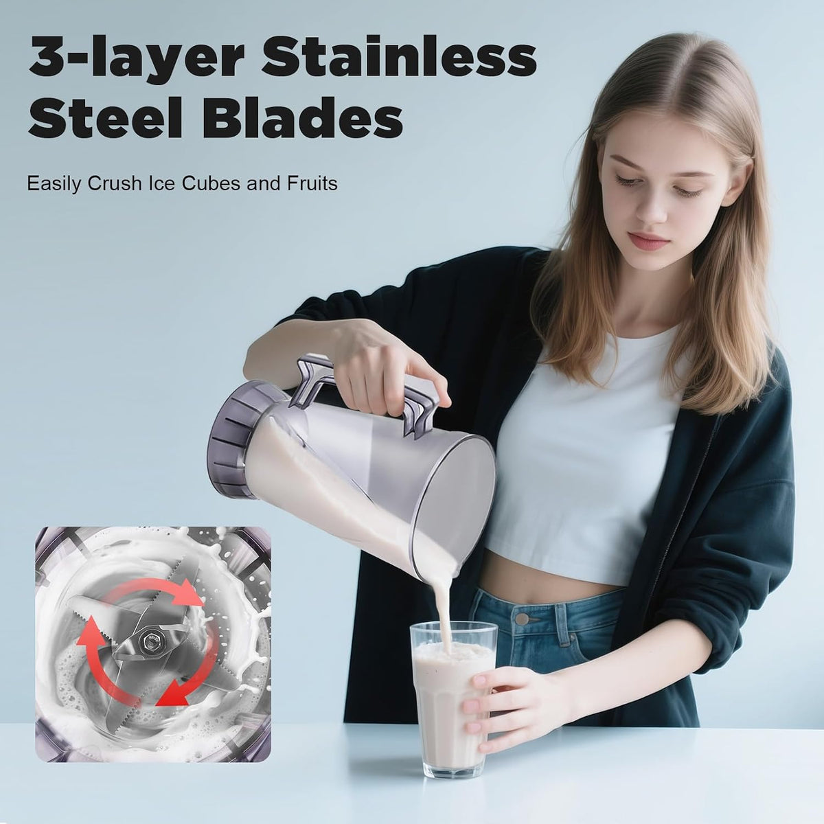 Commercial Blender, 2200W Countertop with 135oz Jar and 9 Speed Control