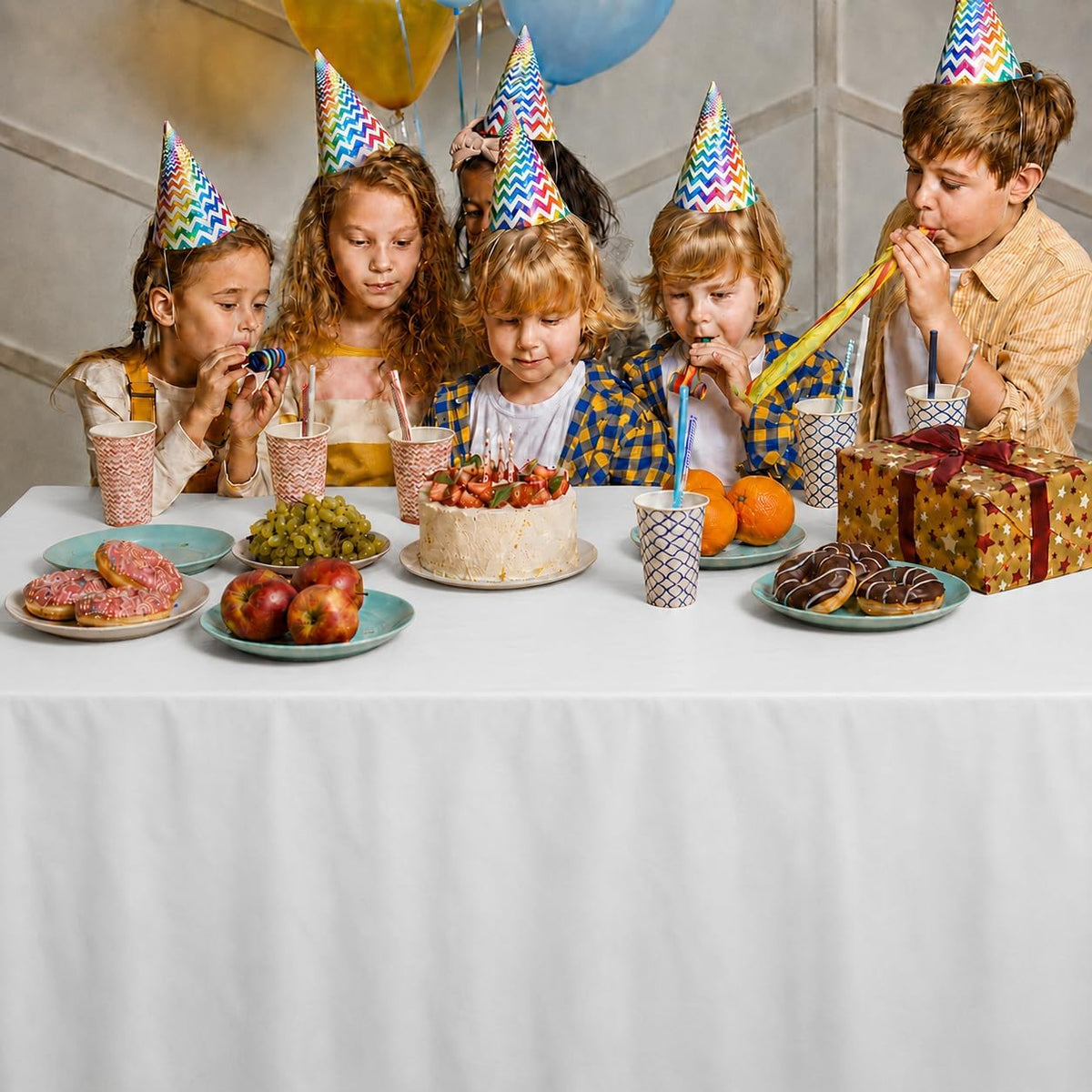 White Disposable Plastic Tablecloth for Rectangle Tables (12 Pack) Table Cloths for Parties, Events & Weddings