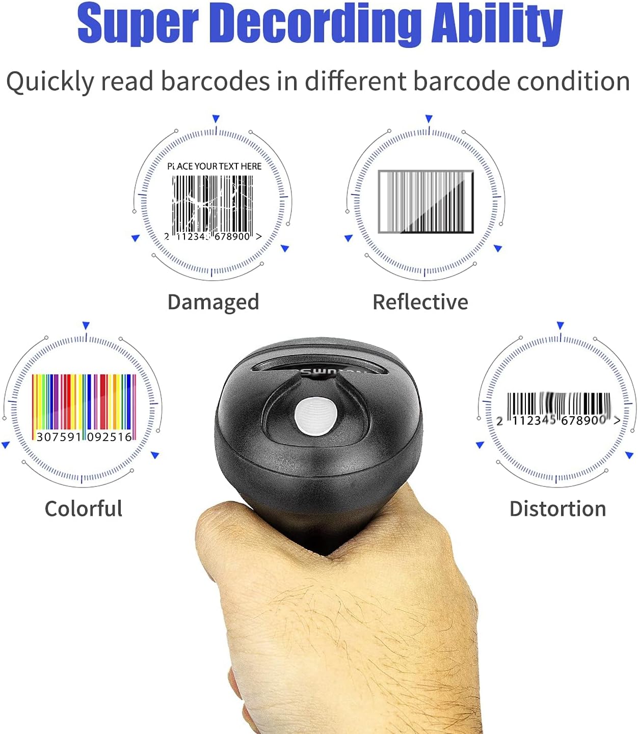 USB 1D Barcode Scanner, Handheld Wired CCD Barcode Reader | Supports Screen Scan UPC Bar Code Reader for Warehouse