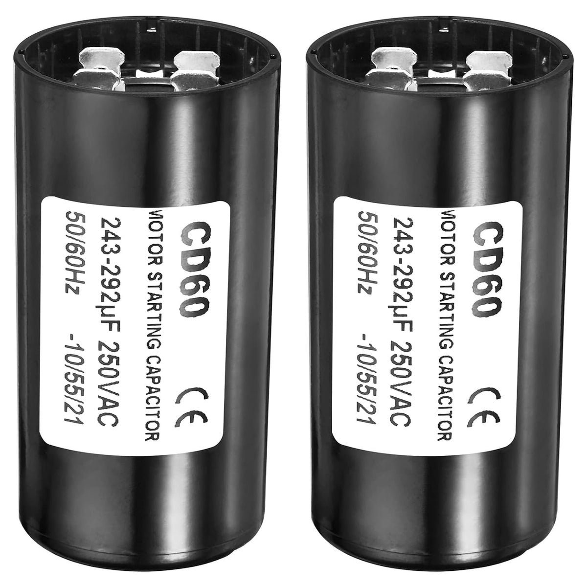 PATIKIL Motor Start Capacitor, 2 Pack 243-292uF/Mfd 250VAC 50/60Hz CD60 Run Capacitor