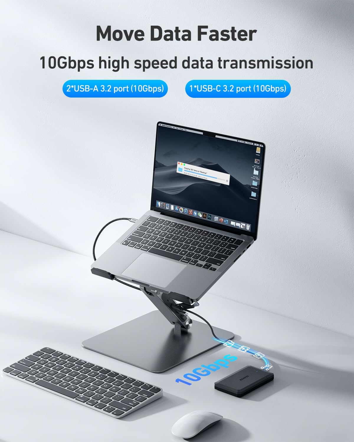 Laptop Stand with USB C 7in1 Docking Station,HDMI 4K@60Hz,1*SD 1*Micro SD,100W Power Delivery,10Gbps 1*USB C 3.2 and