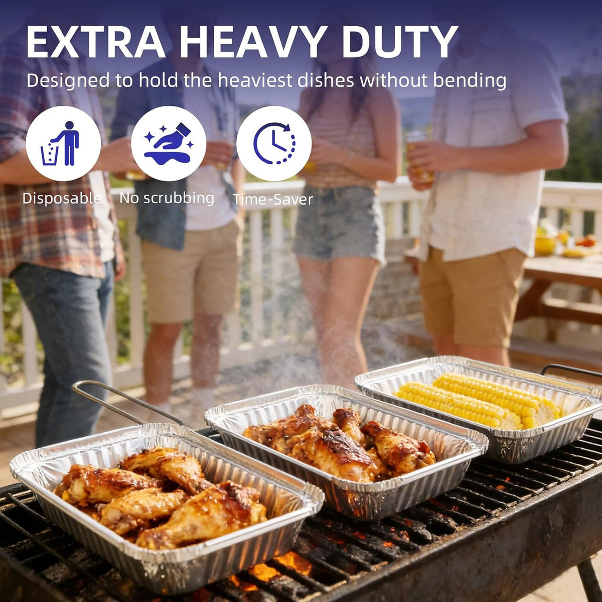 MARLCOA 9x13 Aluminum Pans with Lids (25 Pack) - Disposable Foil Half Pans
