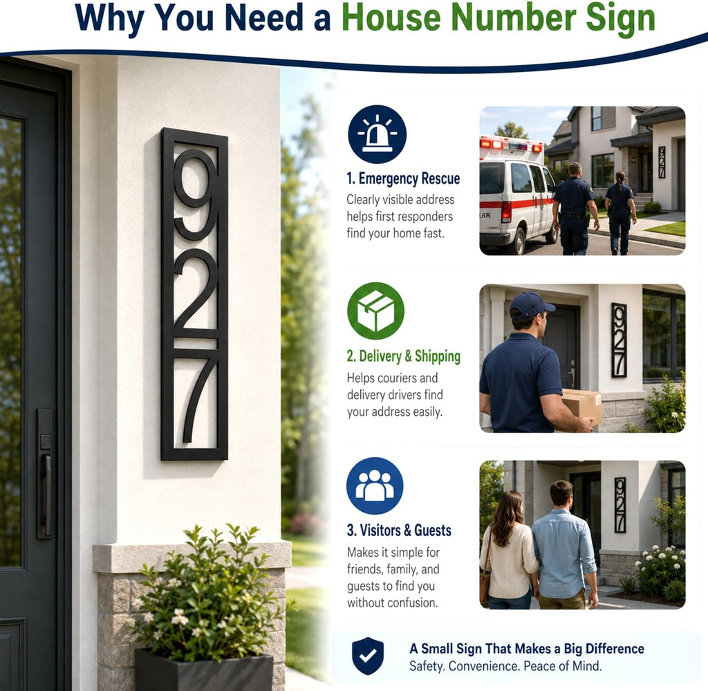 Custom Metal House Numbers for Outside Modern, Personalized Vertical Address Numbers for House, Large Address Plaques
