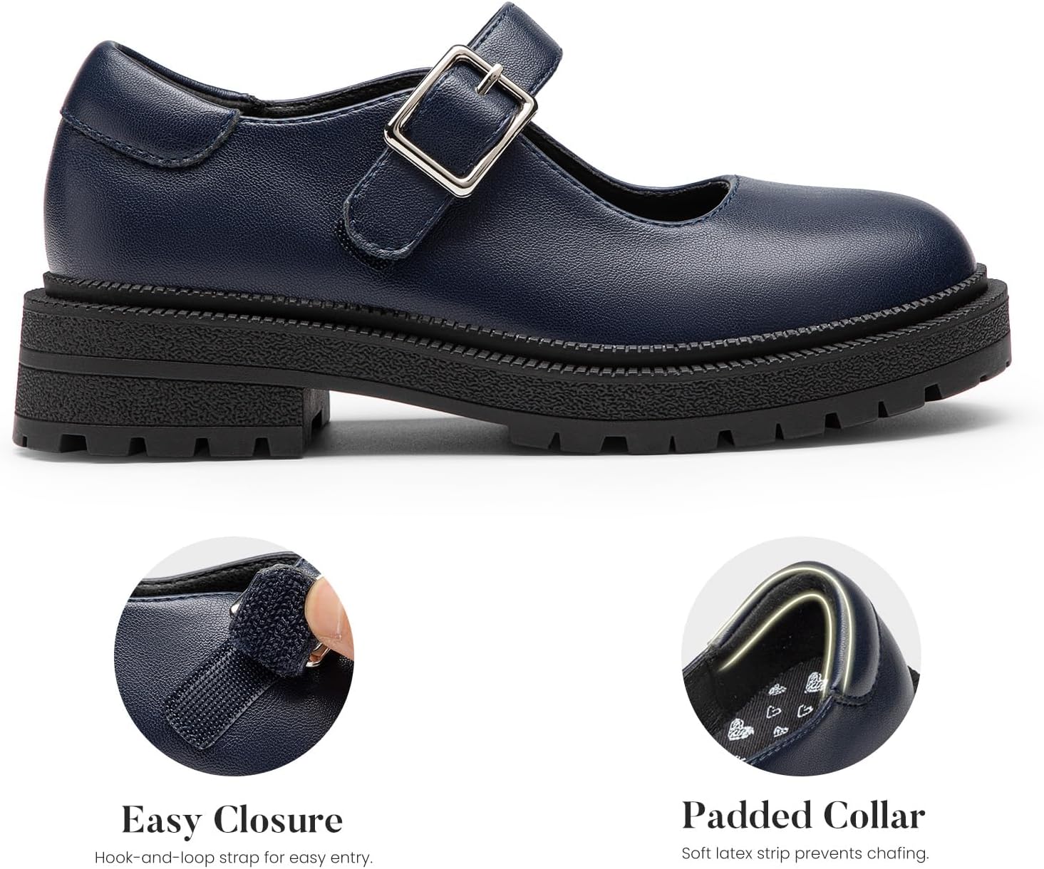 Girls Mary Jane Dress Shoes Kids School Uniform Loafers Chunky Flats | Girls Chunky Platform Flats, Easy