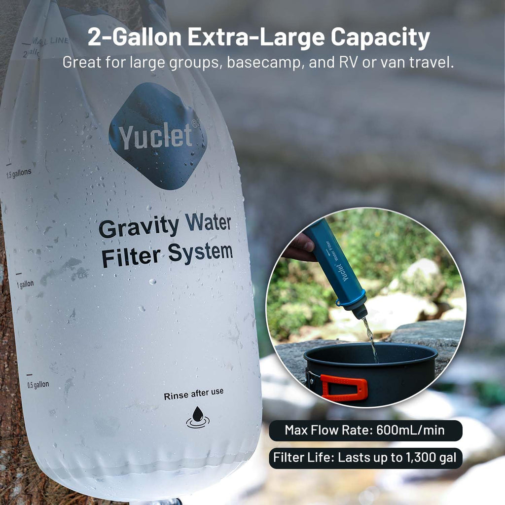 Gravity Water Filter System w/ 2-Gal Bag & 0.1-Micron Filter Straw | Gravity-Fed Water Filtration System Water