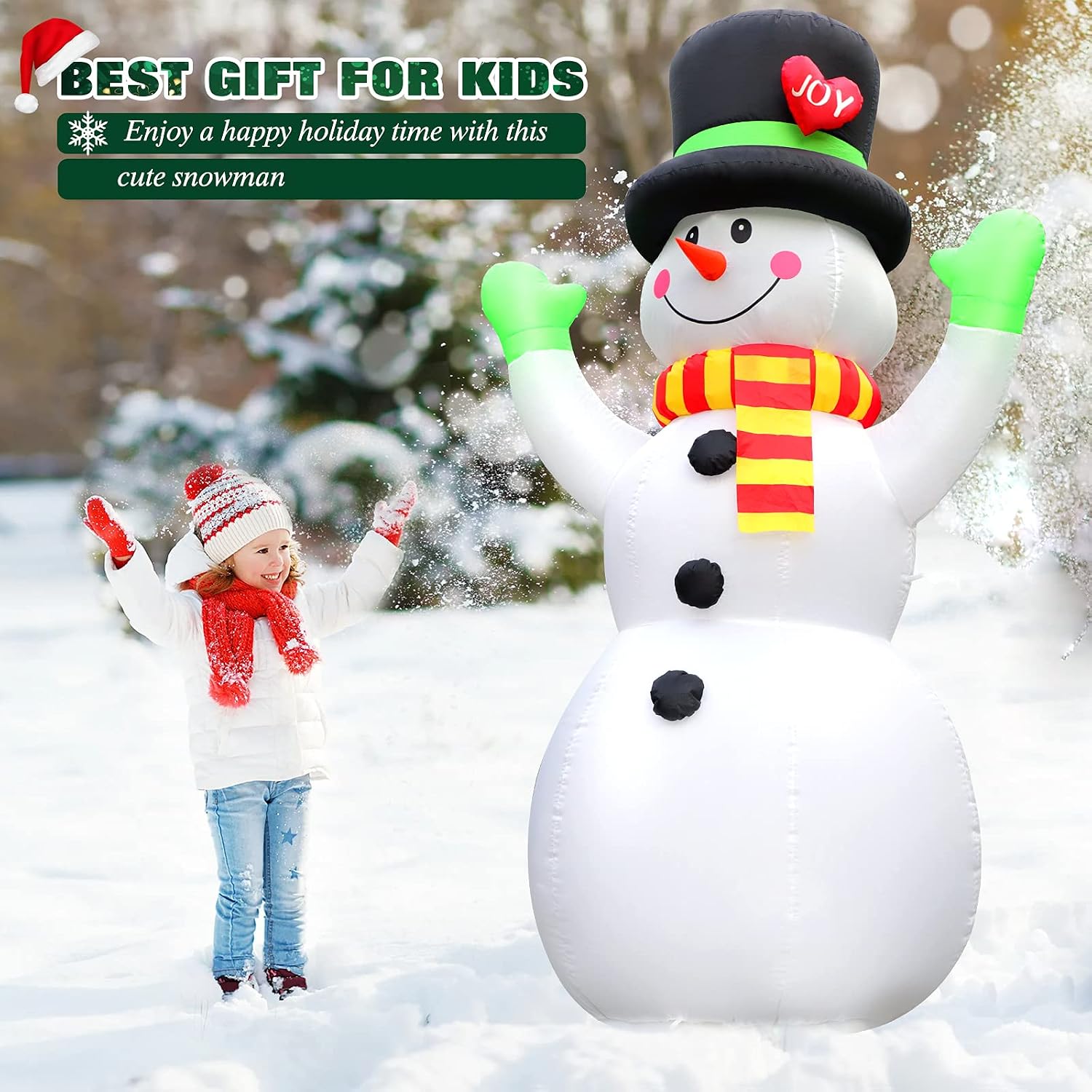 7 FT Christmas Inflatables Snowman Outdoor Decorations, Giant Blow up Snow Man Yard Decor Built-in Bright LED Light