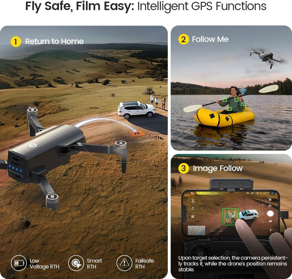 GPS Drone with 4K UHD Camera for Adults Beginner; HS360S 249g Foldable FPV RC Quadcopter with 10000 Feet Control