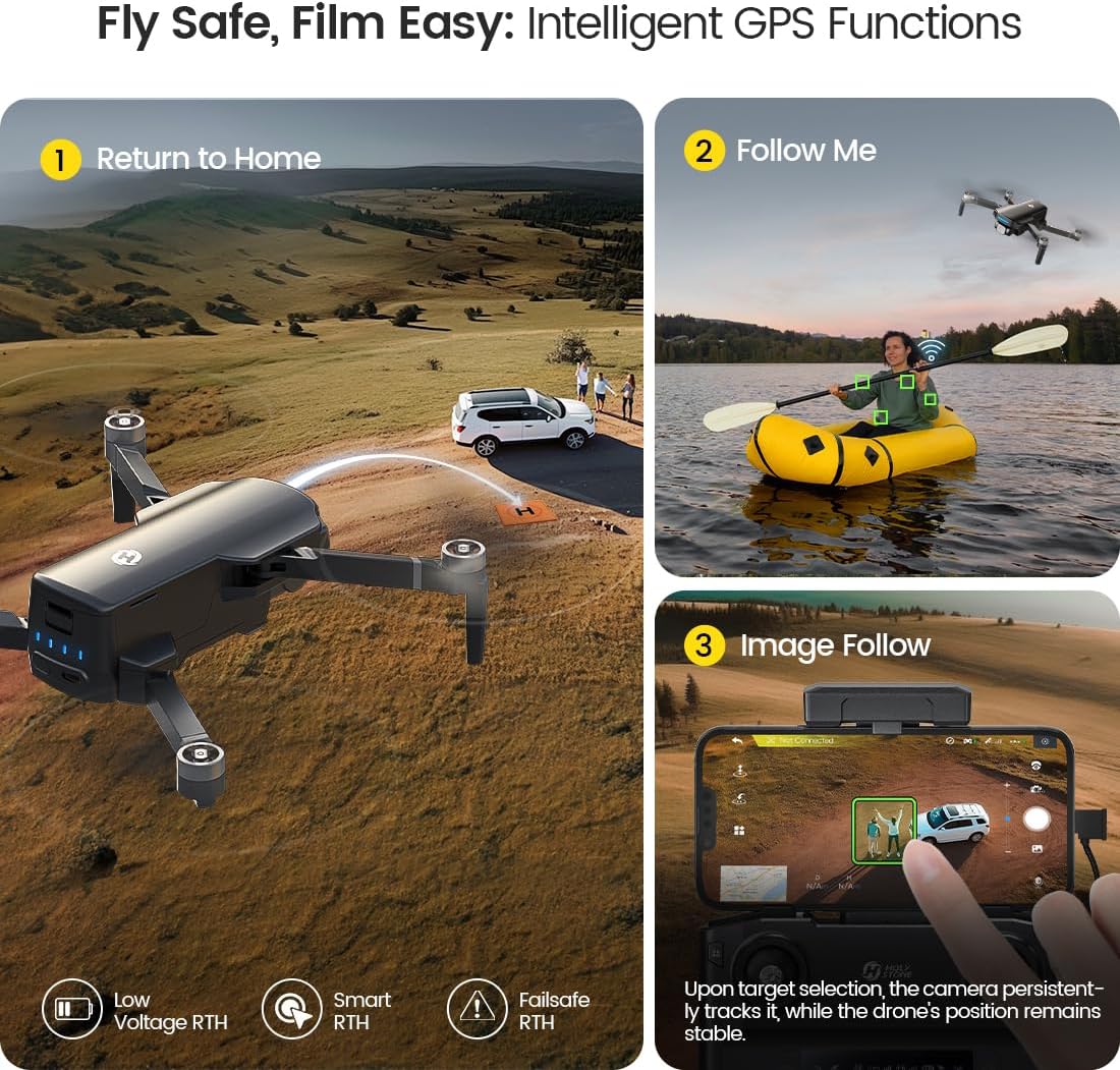 GPS Drone with 4K UHD Camera for Adults Beginner; HS360S 249g Foldable FPV RC Quadcopter with 10000 Feet Control